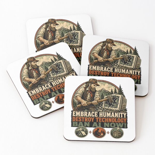 Item preview, Embrace Humanity Ban AI: Vintage Anti-Technology Crusader designed and sold by chattsuede.