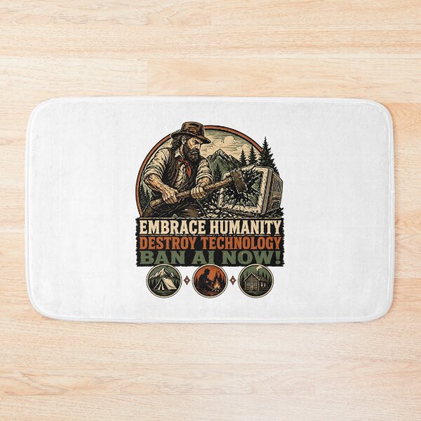 Item preview, Embrace Humanity Ban AI: Vintage Anti-Technology Crusader designed and sold by chattsuede.