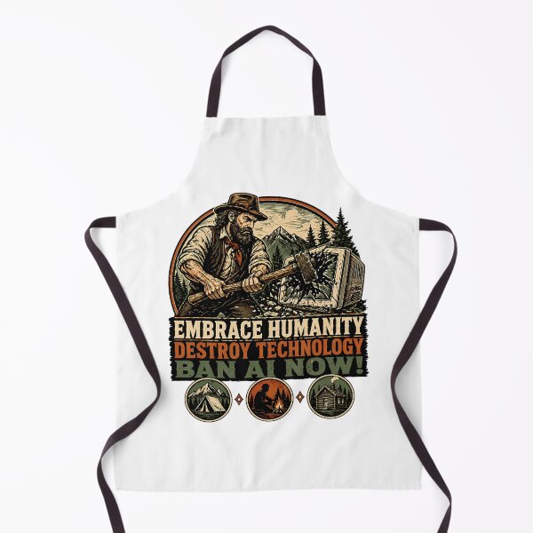 Item preview, Embrace Humanity Ban AI: Vintage Anti-Technology Crusader designed and sold by chattsuede.