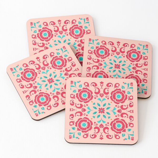 Item preview, Vibrant Symmetrical Folk Art Floral Pattern designed and sold by GeoandHome.