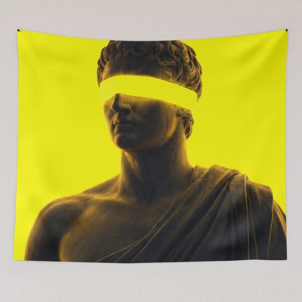 Item preview, Greek Statue with Neon Glowing Blindfold Cyberpunk Classical Vaporwave Art designed and sold by WormJ.