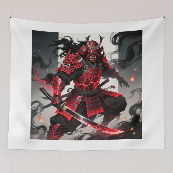Item preview, Dark Demon Samurai Red Armor Fantasy Tee designed and sold by PixelStyle Studio.