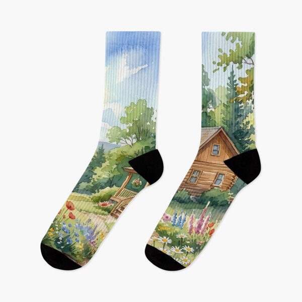 Item preview, Sunny cabin in the woods surrounded by flowers designed and sold by Mia's Menagerie.