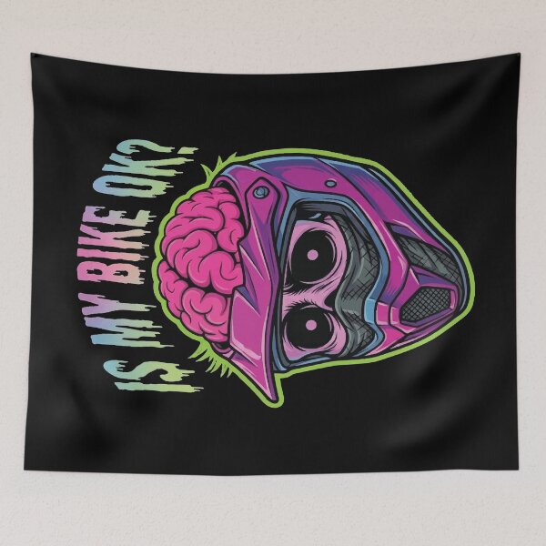 Item preview, Racing Helmet - Brain Exposed - Is My Bike OK? - Motorcycle Racing designed and sold by RaceDayRags.