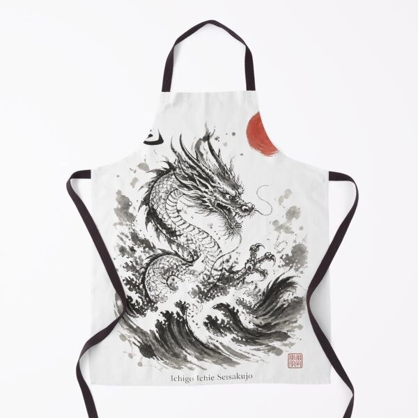 Item preview, Japanese Dragon Sumi-e Ink Wash — Ryuu Rising Wave Kanji Art designed and sold by 一期一会製作所.