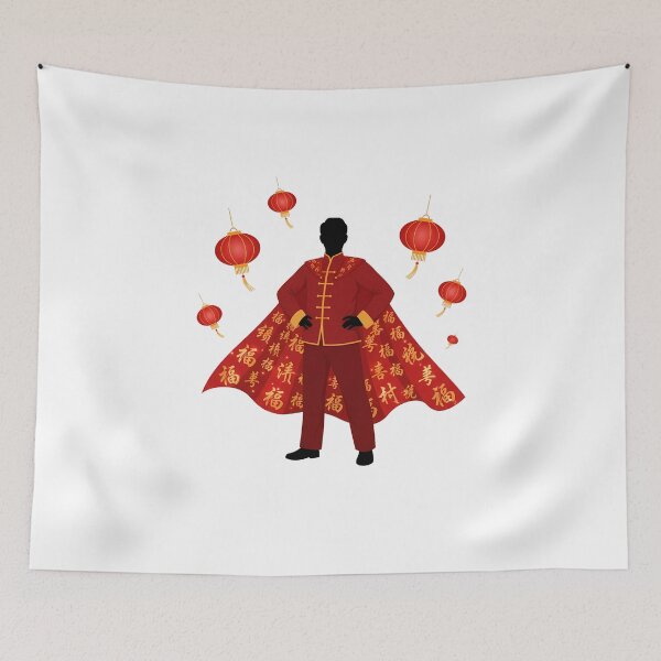 Item preview, Chinese teacher superhero cape characters red gold gift idea designed and sold by language-des.