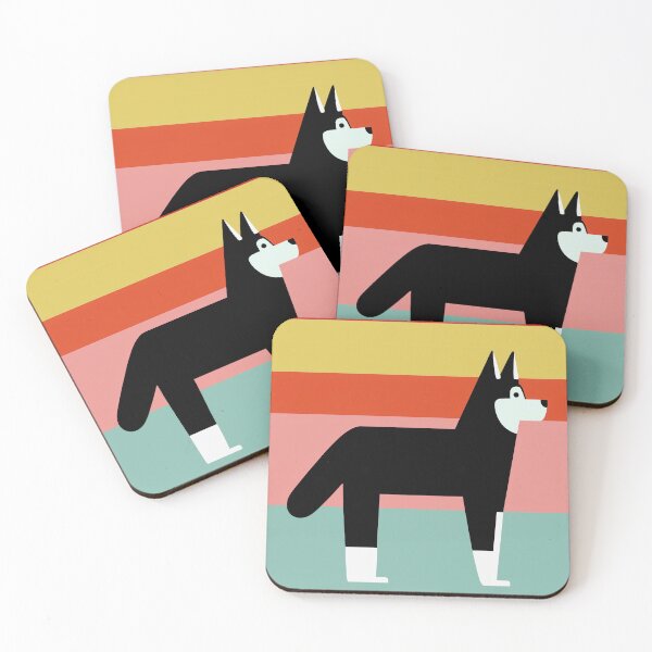 Item preview, stylized Husky on Colorful Stripes designed and sold by lautir.