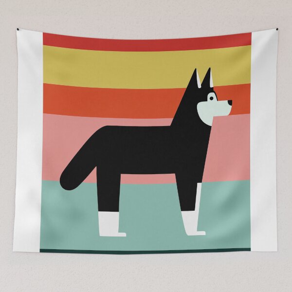 Item preview, stylized Husky on Colorful Stripes designed and sold by lautir.