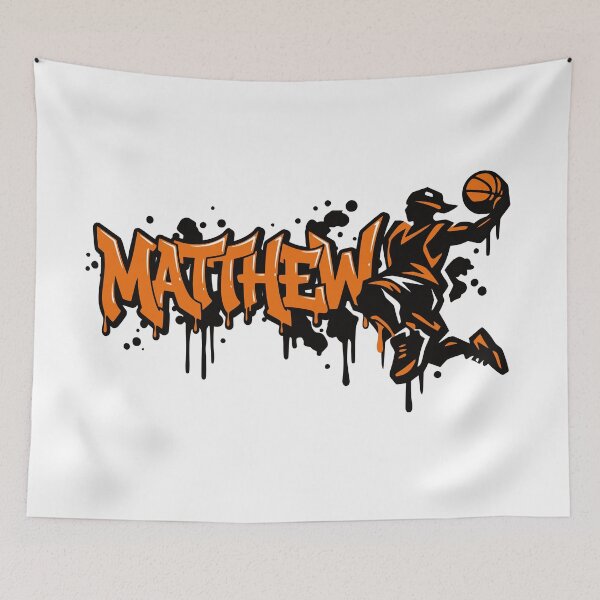 Item preview, Matthew Basketball Graffiti Street Art Slam Dunk Design designed and sold by digital.stickerperso.com.