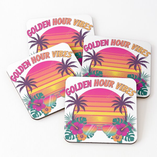 Item preview, Golden Hour Vibes – Retro Tropical Sunset Summer Aesthetic Tee designed and sold by bazstees54.