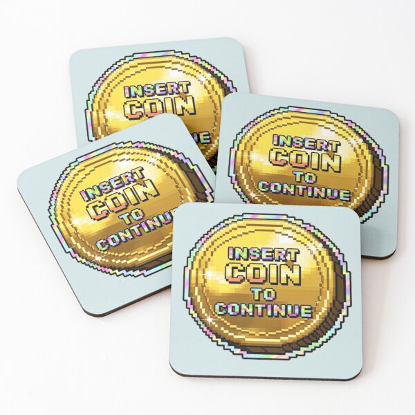 Item preview, INSERT COIN TO CONTINUE | Retro Arcade Token 8-bit Pixel Art designed and sold by The Cartridge Club.