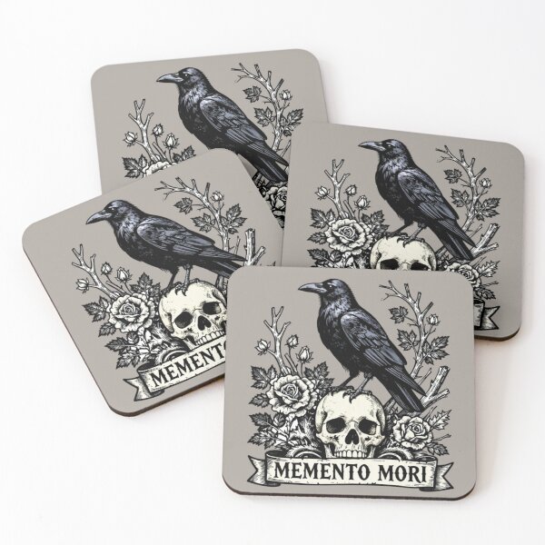 Item preview, "Memento Mori Gothic Raven Skull Woodcut Vintage Dark Art T-Shirt" designed and sold by GoGreenlove.