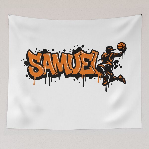 Item preview, Samuel Basketball Graffiti Street Art Slam Dunk Design designed and sold by digital.stickerperso.com.
