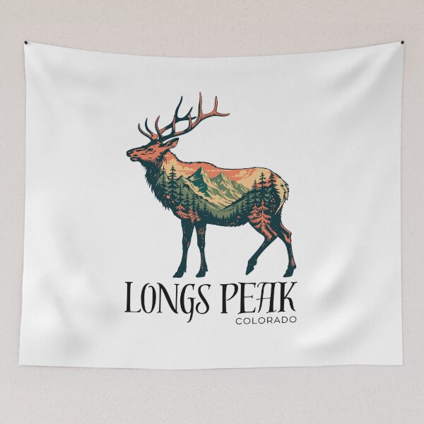 Item preview, Longs Peak Colorado Elk Wilderness Retro Mountain Landscape Design designed and sold by ArcticFoxStudio.