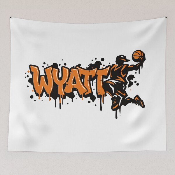 Item preview, Wyatt Basketball Graffiti Street Art Slam Dunk Design designed and sold by digital.stickerperso.com.