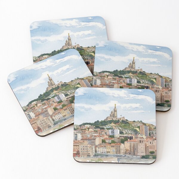 Item preview, Notre-Dame de la Garde — Digital Watercolour Fine Art from Real Photography, Marseille, France designed and sold by M.ALK.Watercolor.