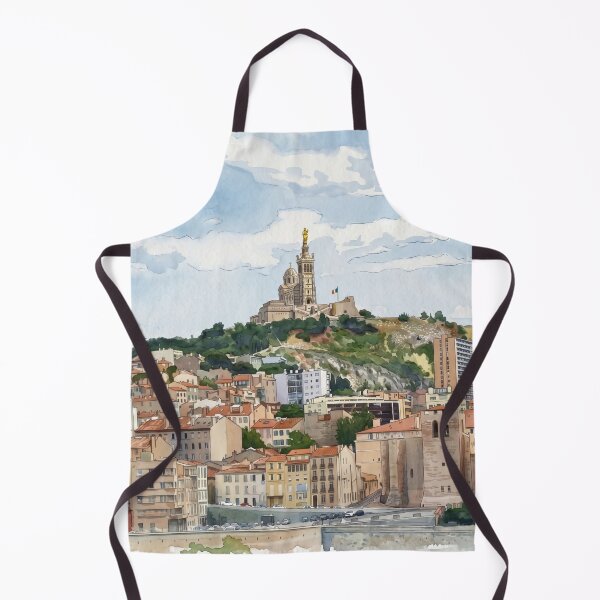 Item preview, Notre-Dame de la Garde — Digital Watercolour Fine Art from Real Photography, Marseille, France designed and sold by M.ALK.Watercolor.