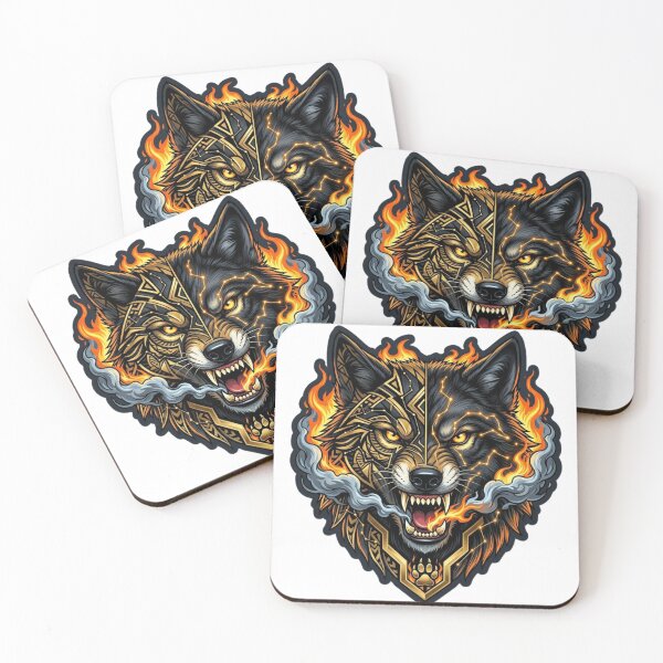 Item preview, Fire Wolf Geometric Tribal Art Sticker designed and sold by JeevanStickers.