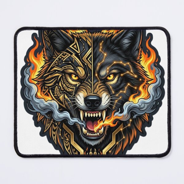 Item preview, Fire Wolf Geometric Tribal Art Sticker designed and sold by JeevanStickers.