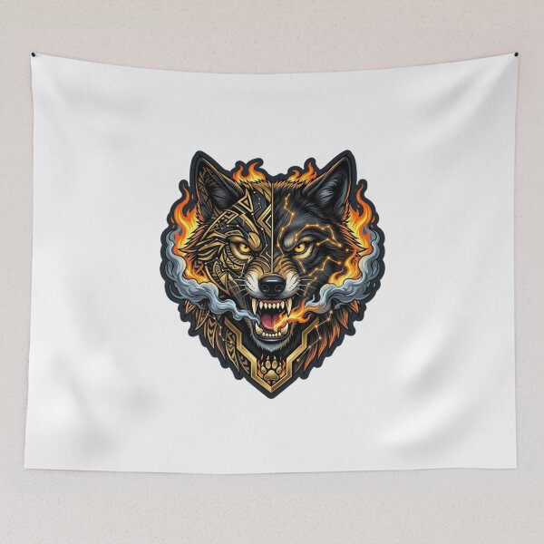 Item preview, Fire Wolf Geometric Tribal Art Sticker designed and sold by JeevanStickers.