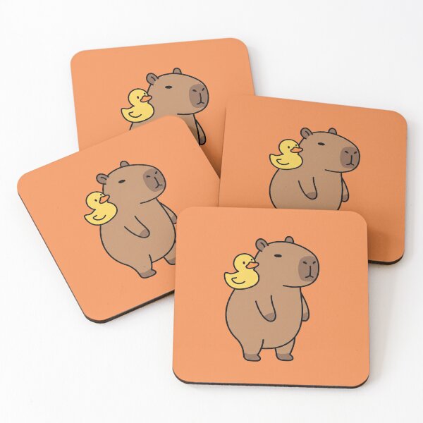 Item preview, Cute Capybara with Yellow Rubber Duck Funny Cartoon Animal designed and sold by WormJ.