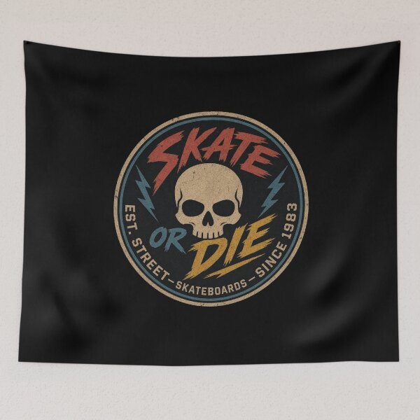 Item preview, Skate Or Die Retro 80s Skate Badge Skull Illustration Tee Sticker Skateboarder Gift designed and sold by sharifex.
