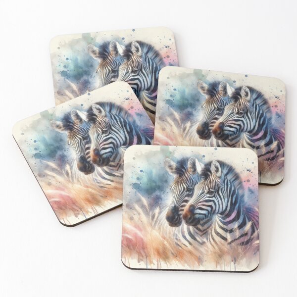 Item preview, Two Zebras in Vibrant Pastel Field designed and sold by IZiets.
