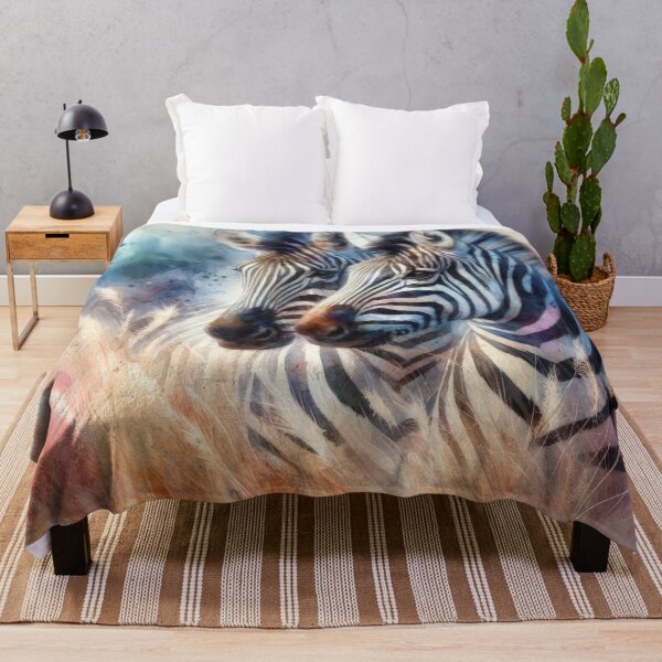 Item preview, Two Zebras in Vibrant Pastel Field designed and sold by IZiets.