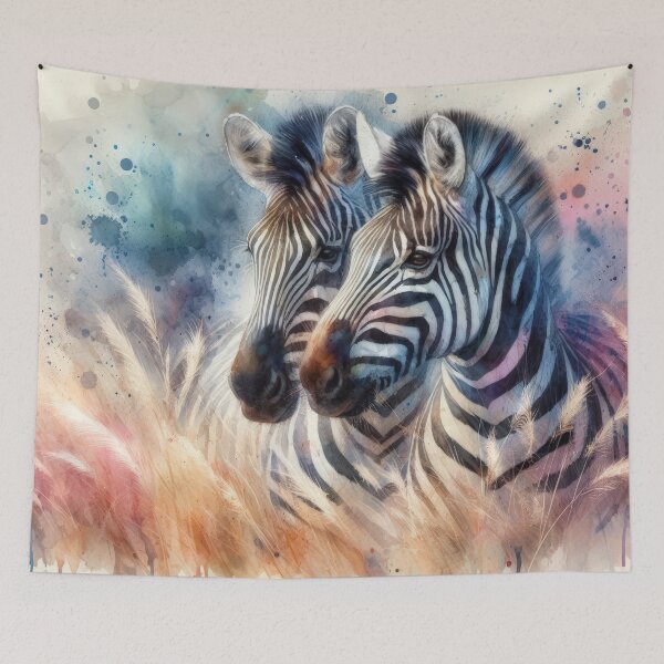 Item preview, Two Zebras in Vibrant Pastel Field designed and sold by IZiets.