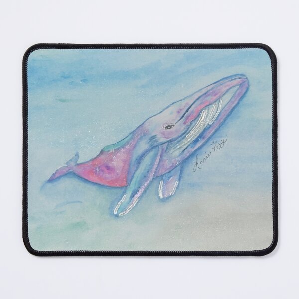 Item preview, Whimsical Colorful Whale Jumping in Ocean Waves designed and sold by LorieFossaArt.