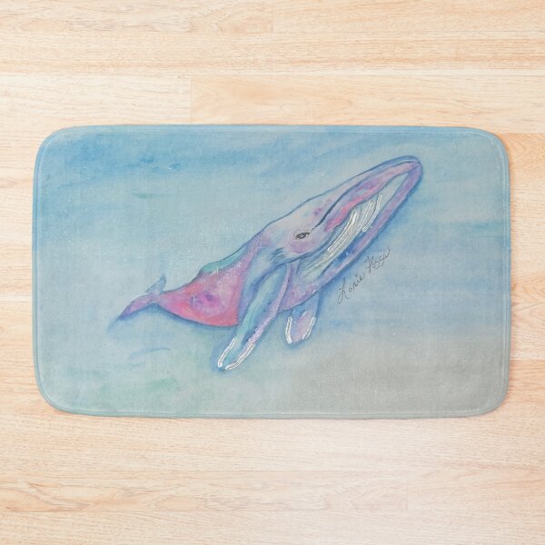 Item preview, Whimsical Colorful Whale Jumping in Ocean Waves designed and sold by LorieFossaArt.
