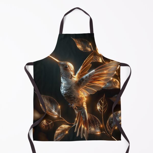 Item preview, Golden Hummingbird on Dark Background | Elegant Floral Art designed and sold by MargaretWiktor.