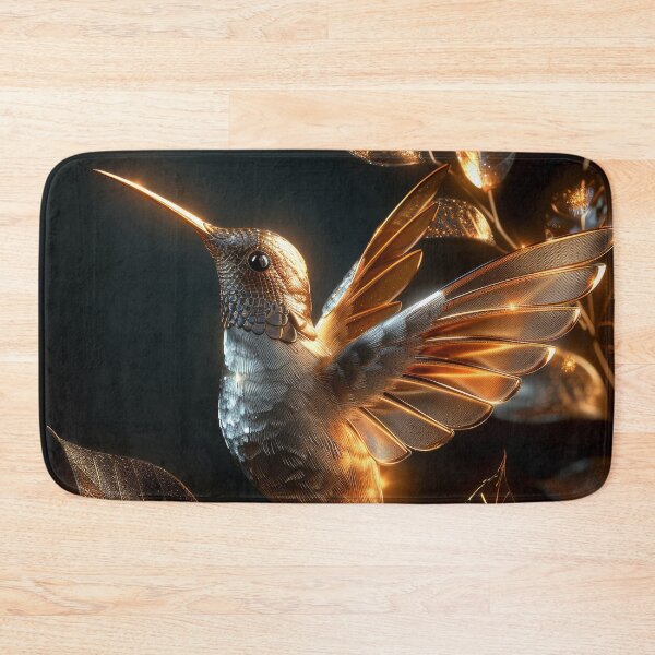 Item preview,  Golden Hummingbird on Dark Background | Elegant  Floral Art designed and sold by MargaretWiktor.