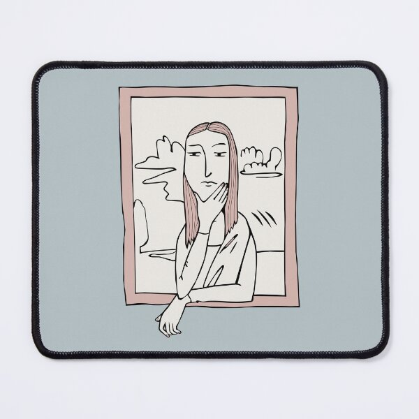 Item preview, Minimalist line art of a thoughtful Mona Lisa designed and sold by SO-studio-art.