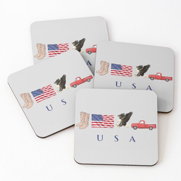 Item preview, USA Patriotic Symbols Cowboy Boots Eagle Red Pickup Truck designed and sold by tarzbol.