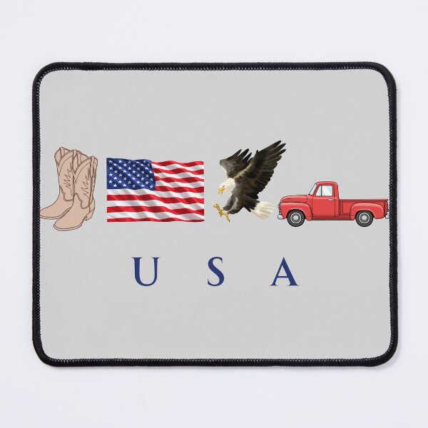Item preview, USA Patriotic Symbols Cowboy Boots Eagle Red Pickup Truck designed and sold by tarzbol.
