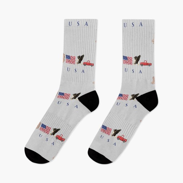 Item preview, USA Patriotic Symbols Cowboy Boots Eagle Red Pickup Truck designed and sold by tarzbol.