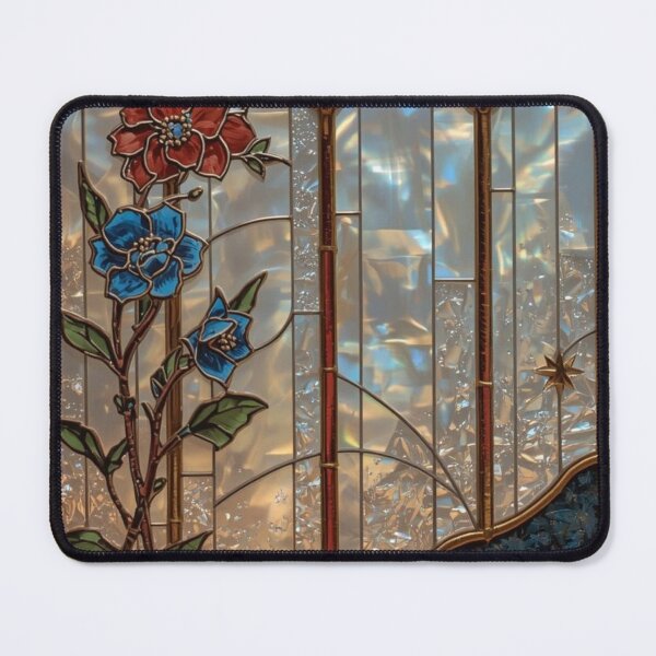 Item preview, Celestial stained glass with flowers and stars designed and sold by BriSher.
