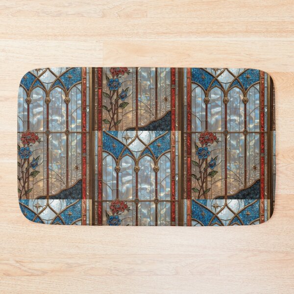 Item preview, Celestial stained glass with flowers and stars designed and sold by BriSher.