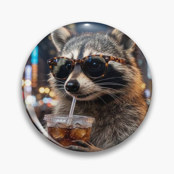 Item preview, Raccoon Drinking Soda Wearing Sunglasses in the City designed and sold by petalandarmour.