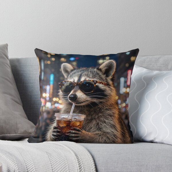Item preview, Raccoon Drinking Soda Wearing Sunglasses in the City designed and sold by petalandarmour.