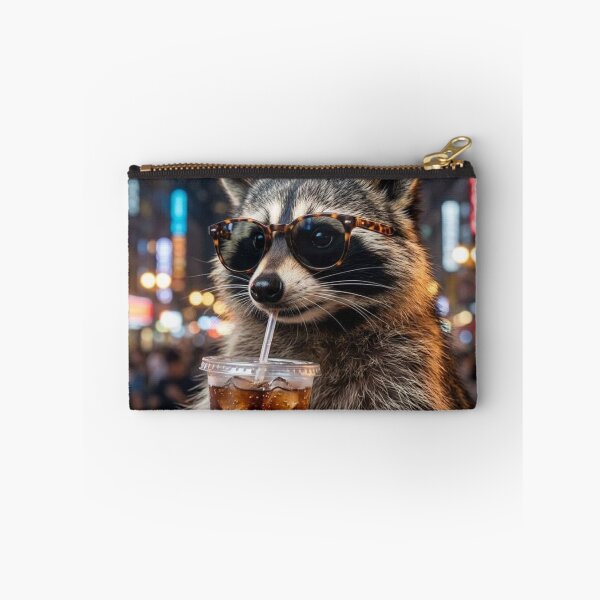 Item preview, Raccoon Drinking Soda Wearing Sunglasses in the City designed and sold by petalandarmour.