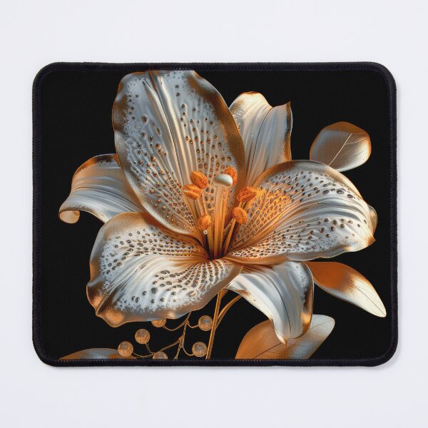 Item preview, Silver and Gold Lily Flower on Dark Background | Elegant Floral Art designed and sold by MargaretWiktor.