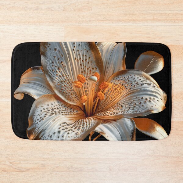 Item preview, Silver and Gold Lily Flower  on Dark Background | Elegant  Floral Art designed and sold by MargaretWiktor.