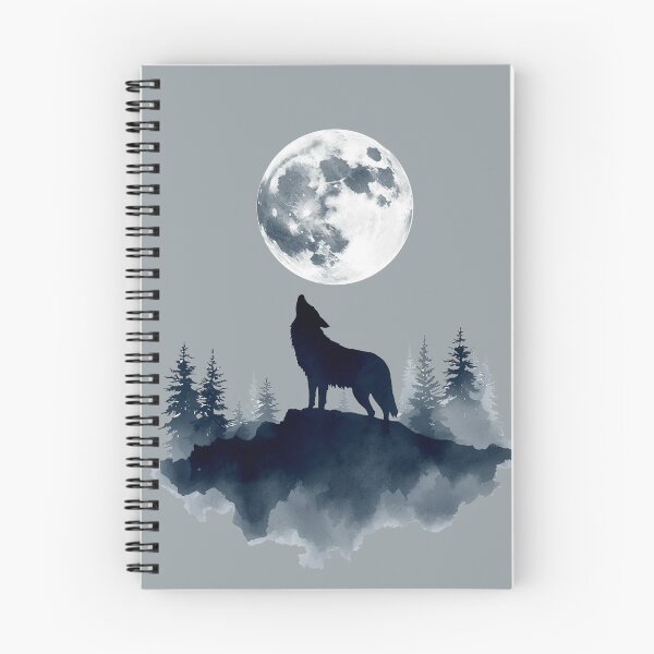 Item preview, Mystic Wolf and Full Moon | Watercolor Forest Silhouette designed and sold by Biedroneczka.