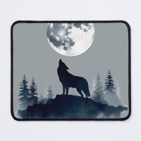 Item preview, Mystic Wolf and Full Moon | Watercolor Forest Silhouette designed and sold by Biedroneczka.