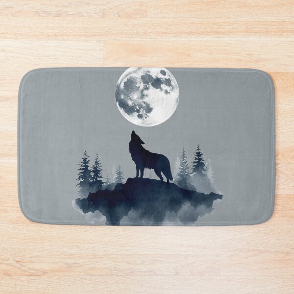 Item preview, Mystic Wolf and Full Moon | Watercolor Forest Silhouette designed and sold by Biedroneczka.