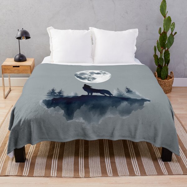 Item preview, Mystic Wolf and Full Moon | Watercolor Forest Silhouette designed and sold by Biedroneczka.