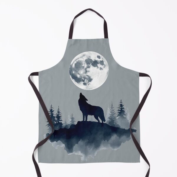 Item preview, Mystic Wolf and Full Moon | Watercolor Forest Silhouette designed and sold by Biedroneczka.