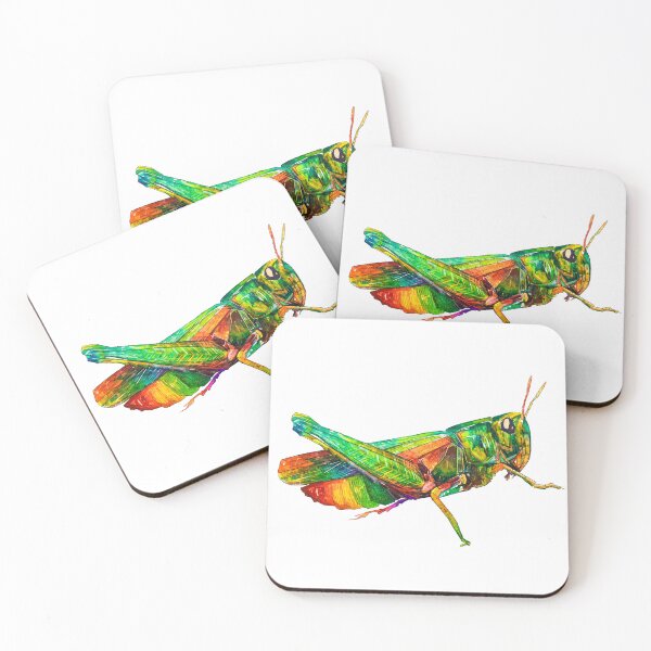 Item preview, Colourful rainbow grasshopper artwork designed and sold by Moana Matron Designs.